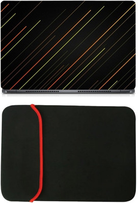 

Skin Yard Green Orange Line Laptop Skin/Decal with Reversible Laptop Sleeve - 15.6 Inch Combo Set