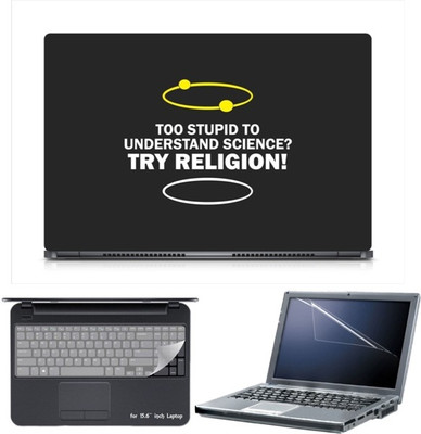 

Skin Yard Sparkle Too Stupid To Understand Science, Try Religion Laptop Skin with Screen Protector & Keyboard Skin -15.6 Inch Combo Set