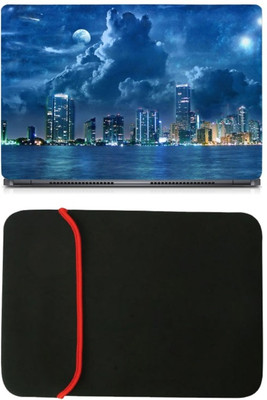 

Skin Yard City Lights & Buildings Laptop Skin/Decal with Reversible Laptop Sleeve - 14.1 Inch Combo Set