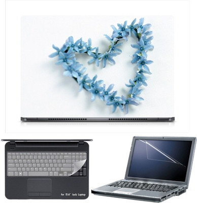 

Skin Yard Sparkle Blue Flower Heart Laptop Skin with Screen Protector & Keyboard Skin -15.6 Inch Combo Set