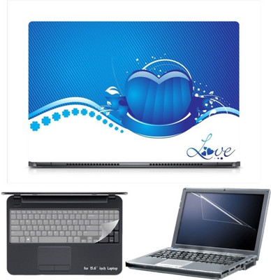 

Skin Yard Sparkle Blue Love Heart Wallpaper Laptop Skin with Screen Protector & Keyboard Skin -15.6 Inch Combo Set