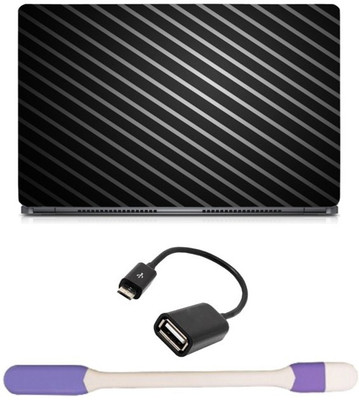 

Skin Yard Diagonal Stripes Laptop Skin -14.1 Inch with USB LED Light & OTG Cable (Assorted) Combo Set