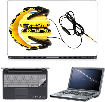 

Skin Yard 3in1 Combo- Yellow Headphone Laptop Skin with Screen Protector & Keyguard -15.6 Inch Combo Set