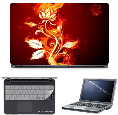 

Skin Yard Fire Flower Rose Laptop Skin with Screen Protector & Keyguard -15.6 Inch Combo Set