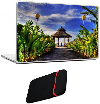 

Skin Yard Island Paradise Laptop Skin/Decals with Reversible Laptop Sleeve - 15.6 Inch Combo Set
