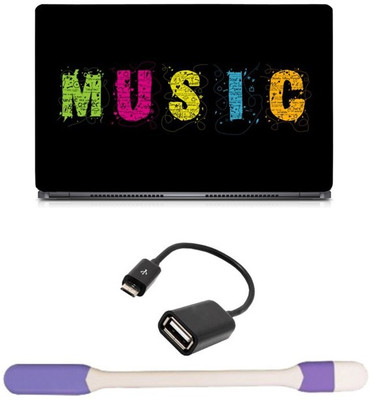 

Skin Yard Colourful Music Words Sparkle Laptop Skin with USB LED Light & OTG Cable - 15.6 Inch Combo Set