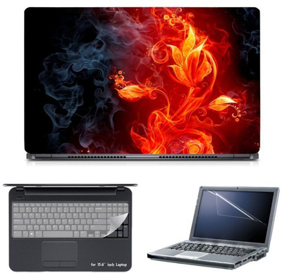 

Skin Yard Red Fire Flower Laptop Skin with Screen Protector & Keyguard -15.6 Inch Combo Set
