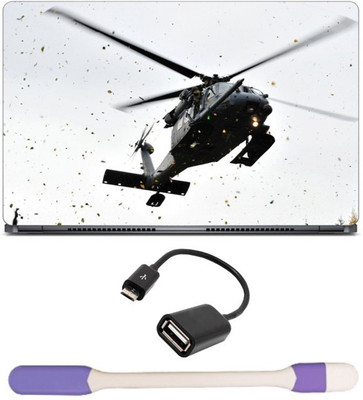 

Skin Yard Recue Squadron Laptop Skin -14.1 Inch with USB LED Light & OTG Cable (Assorted) Combo Set
