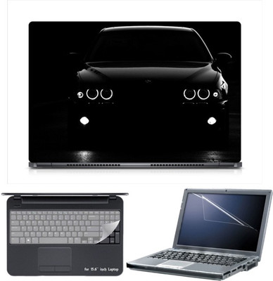 

Skin Yard Sparkle Black & White BMW Car Laptop Skin with Screen Protector & Keyboard Skin -15.6 Inch Combo Set