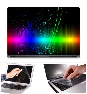 

Skin Yard Bright Rainbow Splash Laptop Skin Decal with Keyguard & Screen Protector -15.6 Inch Combo Set