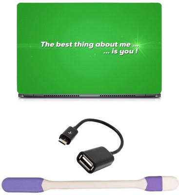 

Skin Yard Best is You Green Background Sparkle Laptop Skin with USB LED Light & OTG Cable - 15.6 Inch Combo Set