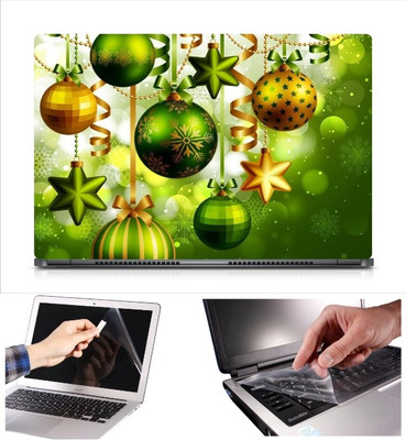 

Skin Yard Christmas Hanging Balls Laptop Skin Decal with Keyguard & Screen Protector -15.6 Inch Combo Set