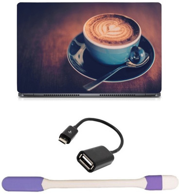

Skin Yard Coffee Cup Laptop Skin with USB LED Light & OTG Cable - 15.6 Inch Combo Set