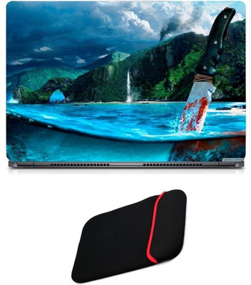 Skin Yard Far Cry Knife Nature Laptop Skin/Decal with Reversible Laptop Sleeve - 14.1 Inch Combo Set