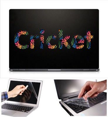 

Skin Yard Creative Cricket Text Laptop Skin Decal with Keyguard & Screen Protector -15.6 Inch Combo Set