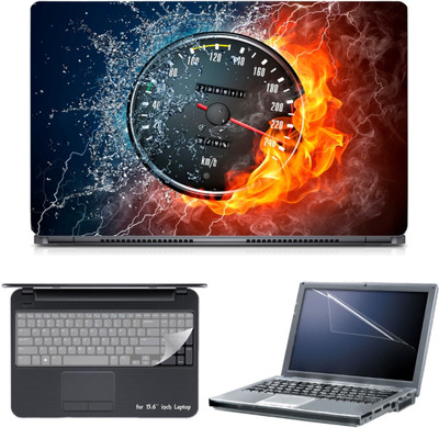 

Skin Yard 3in1 Combo- Cool Fire Digital Meter Laptop Skin with Screen Protector & Keyguard -15.6 Inch Combo Set
