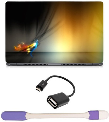 

Skin Yard Colored Aurora Abstract Laptop Skin -14.1 Inch with USB LED Light & OTG Cable (Assorted) Combo Set