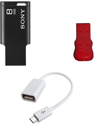 

Sony 8 GB Tinny Micro Vault Pendrive with OTG Cable and card reader Combo Set