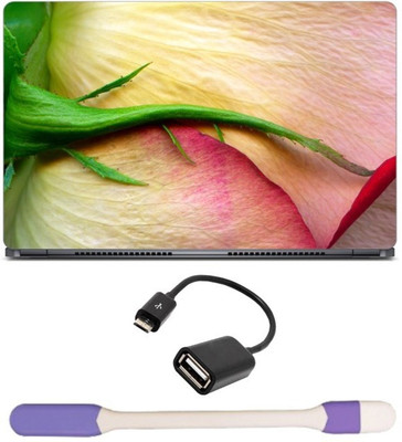 

Skin Yard Tulip Macro Rose Laptop Skin with USB LED Light & OTG Cable - 15.6 Inch Combo Set