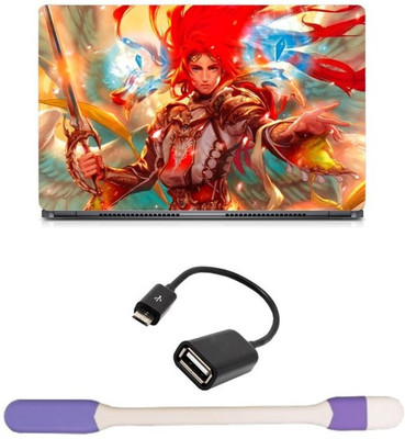 

Skin Yard Magic Sword Angel Laptop Skin -14.1 Inch with USB LED Light & OTG Cable (Assorted) Combo Set