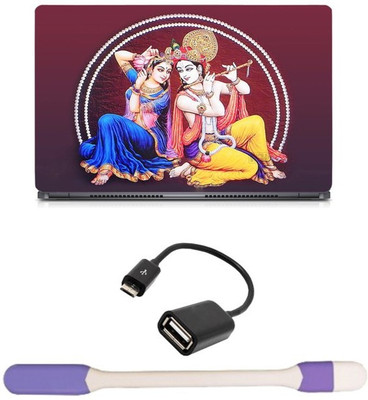 

Skin Yard Radha Krishna Red Laptop Skin with USB LED Light & OTG Cable - 15.6 Inch Combo Set