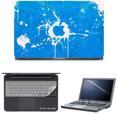

Skin Yard Blue Apple Logo on White Splash Sparkle Laptop Skin with Screen Protector & Keyguard -15.6 Inch Combo Set