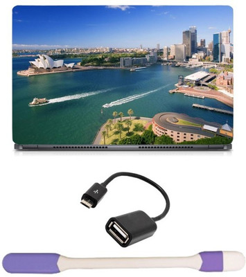 

Skin Yard Sydney Opera House Laptop Skin -14.1 Inch with USB LED Light & OTG Cable (Assorted) Combo Set