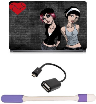 

Skin Yard Breaking Heart Girls Laptop Skin -14.1 Inch with USB LED Light & OTG Cable (Assorted) Combo Set