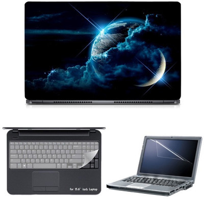 

Skin Yard Earth Clouds Light With Moon & Star Laptop Skin with Screen Protector & Keyguard -15.6 Inch Combo Set