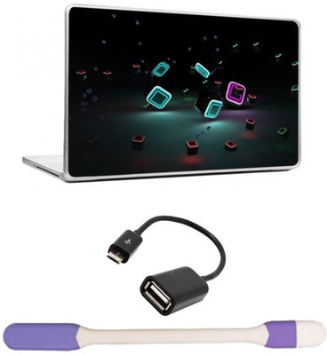 

Skin Yard 3D Dark Laptop Skin -14.1 Inch with USB LED Light & OTG Cable (Assorted) Combo Set
