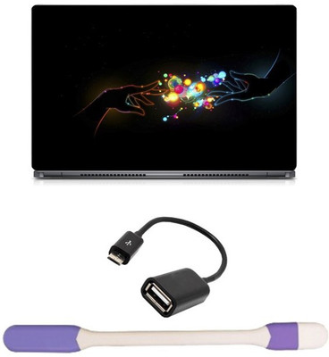 

Skin Yard Color Hands Laptop Skin -14.1 Inch with USB LED Light & OTG Cable (Assorted) Combo Set