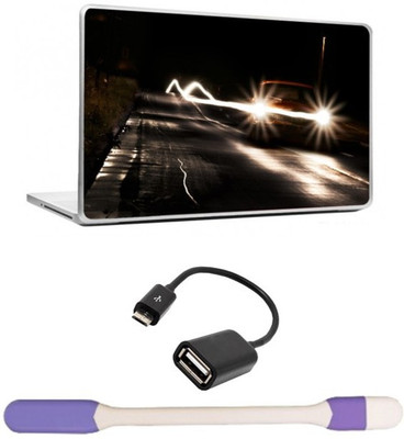

Skin Yard Car at Night Road Laptop Skins with USB LED Light & OTG Cable - 15.6 Inch Combo Set