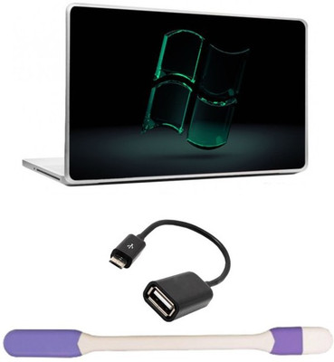 

Skin Yard 3D Windows 7 Laptop Skin -14.1 Inchs with USB LED Light & OTG Cable (Assorted) Combo Set