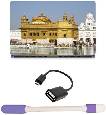 

Skin Yard Golden Tample Laptop Skin -14.1 Inch with USB LED Light & OTG Cable (Assorted) Combo Set