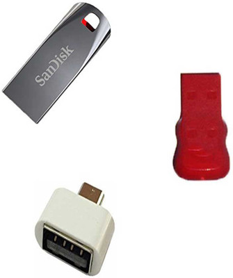 

SanDisk 32 GB Cruzer Force pendrive with OTG Connector and Card reader Combo Set
