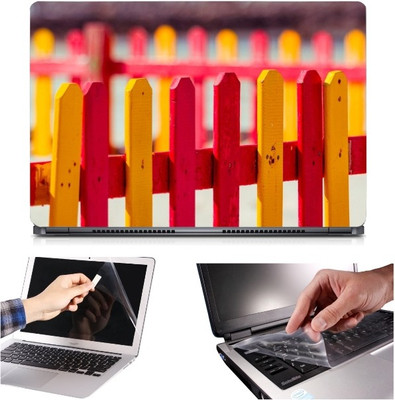 

Skin Yard 3in1 Combo- Color Wooden Fancing Laptop Skin with Screen Protector & Keyguard -15.6 Inch Combo Set