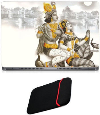 

Skin Yard Radha Krishna Jewellery Laptop Skin/Decal with Reversible Laptop Sleeve - 14.1 Inch Combo Set