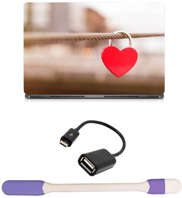 

Skin Yard Heart Key Chain in Rope Sparkle Laptop Skin with USB LED Light & OTG Cable - 15.6 Inch Combo Set