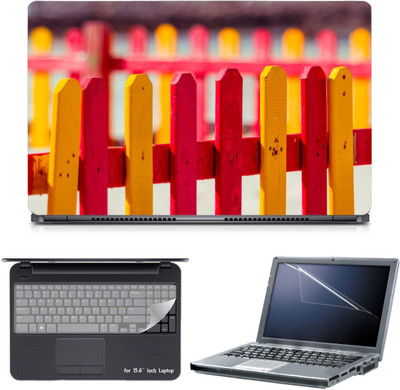 

Skin Yard 3in1 Combo- Color Wooden Fancing Laptop Skin with Screen Protector & Keyguard -15.6 Inch Combo Set