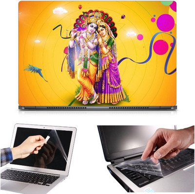 

Skin Yard 3in1 Combo- Radha Krishna Yellow Laptop Skin with Screen Protector & Keyguard -15.6 Inch Combo Set