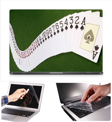 

Skin Yard Artistic Card Deck Laptop Skin Decal with Keyguard & Screen Protector -15.6 Inch Combo Set