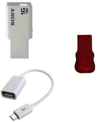 

Sony 16 GB Tinny Micro Vault Pendrive with OTG Cable and Card reader Combo Set