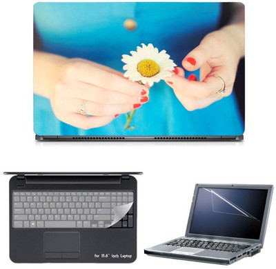 

Skin Yard Daisy Girl With Sunflower Sparkle Laptop Skin with Screen Protector & Keyguard -15.6 Inch Combo Set