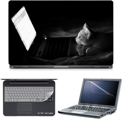 

Skin Yard 3in1 Combo- Cat on Laptop Laptop Skin with Screen Protector & Keyguard -15.6 Inch Combo Set