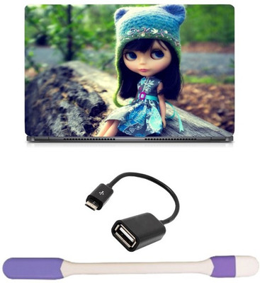 

Skin Yard Cute Little Doll Laptop Skin with USB LED Light & OTG Cable - 15.6 Inch Combo Set