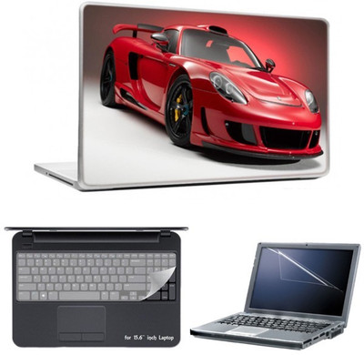 

Skin Yard Hot Red Sports Car Laptop Skin With Laptop Screen Guard And Laptop Key Guard -15.6 Inch Combo Set