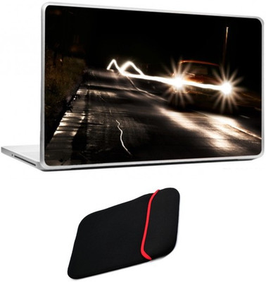 

Skin Yard Car at Night Road Laptop Skin/Decals with Reversible Laptop Sleeve - 14.1 Inch Combo Set