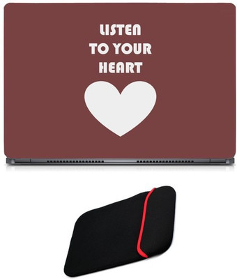 

Skin Yard Listen to Your Heart Sparkle Laptop Skin/Decal with Reversible Laptop Sleeve - 15.6 Inch Combo Set