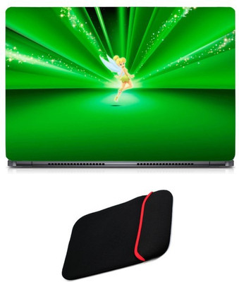 

Skin Yard Dancing Fairy Girl with Green BAckground Laptop Skin/Decal with Reversible Laptop Sleeve - 14.1 Inch Combo Set