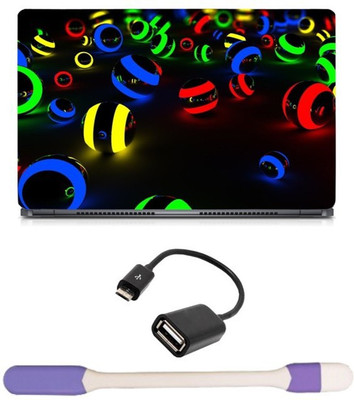 

Skin Yard Strip Light Sphere Laptop Skin -14.1 Inch with USB LED Light & OTG Cable (Assorted) Combo Set